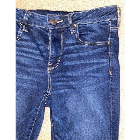 American Eagle Outfitters Ne(X)T Level Stretch Jeggings Dark Blue Denim Size 8 S - Picture 2 of 7
